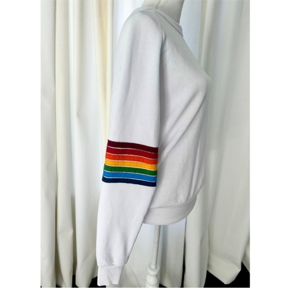 COPY - *READ DESCRIPTION* Aviator Nation Rainbow Stitch Sleeve White S - Picture 3 of 8
